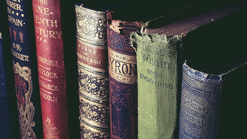 old books in a shelf