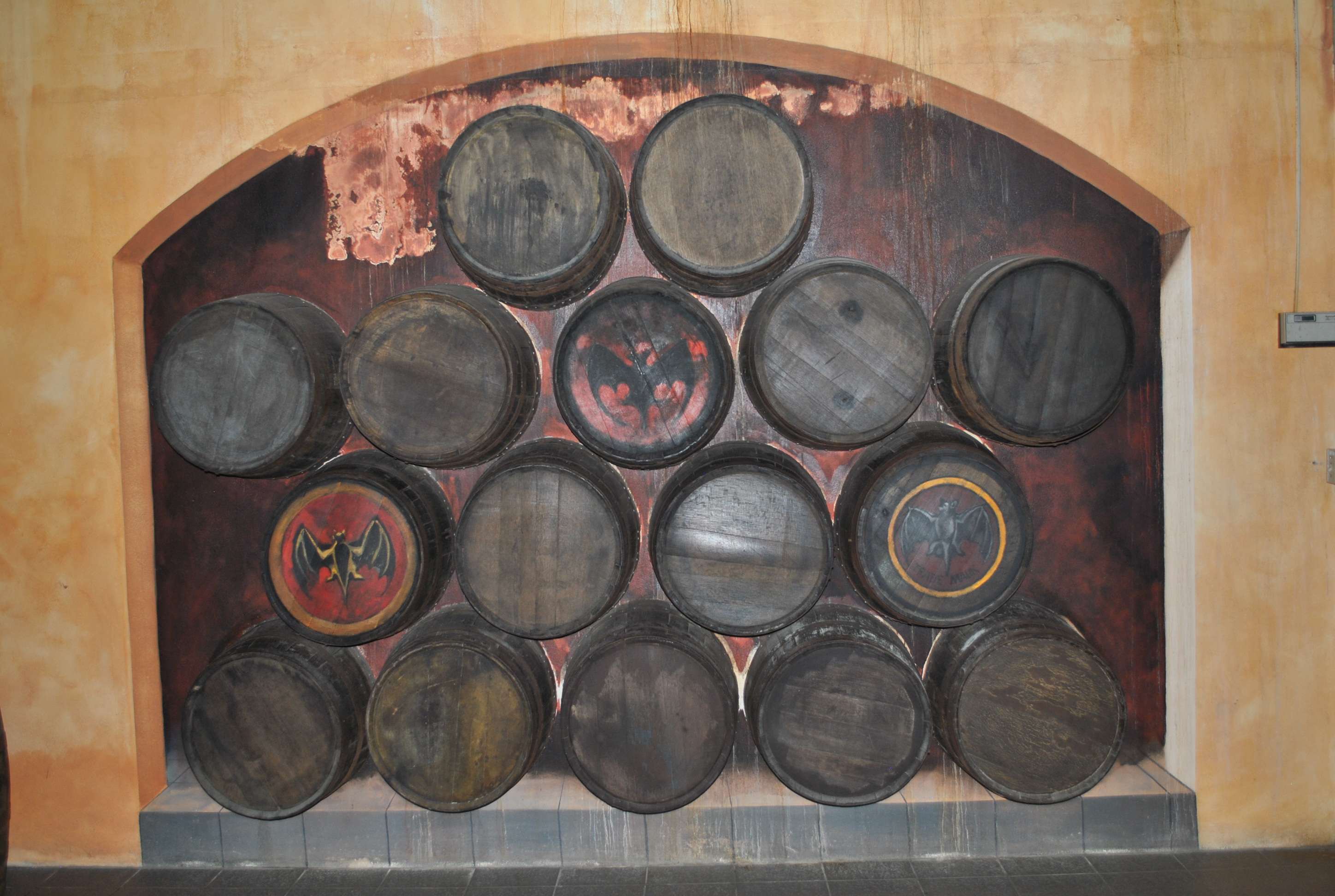 Old rum barrels with the Barcardi Rum (Puetro Rico)logo